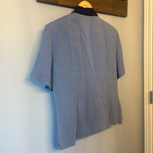 Vintage Women's Blue and Navy Button Down short sleeved Shirt size 8 - Picture 7 of 13